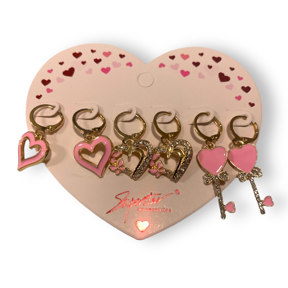 Valentine’s Day Pink Heart Huggie Earrings Women’s Accessories Fashion Jewelry